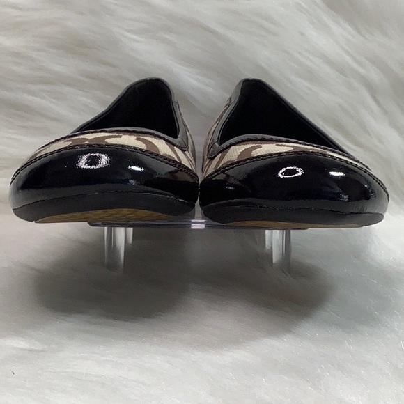 LIKE NEW COACH "True" Brown Signature and Patent Leather Ballet Flats - Picture 7 of 15